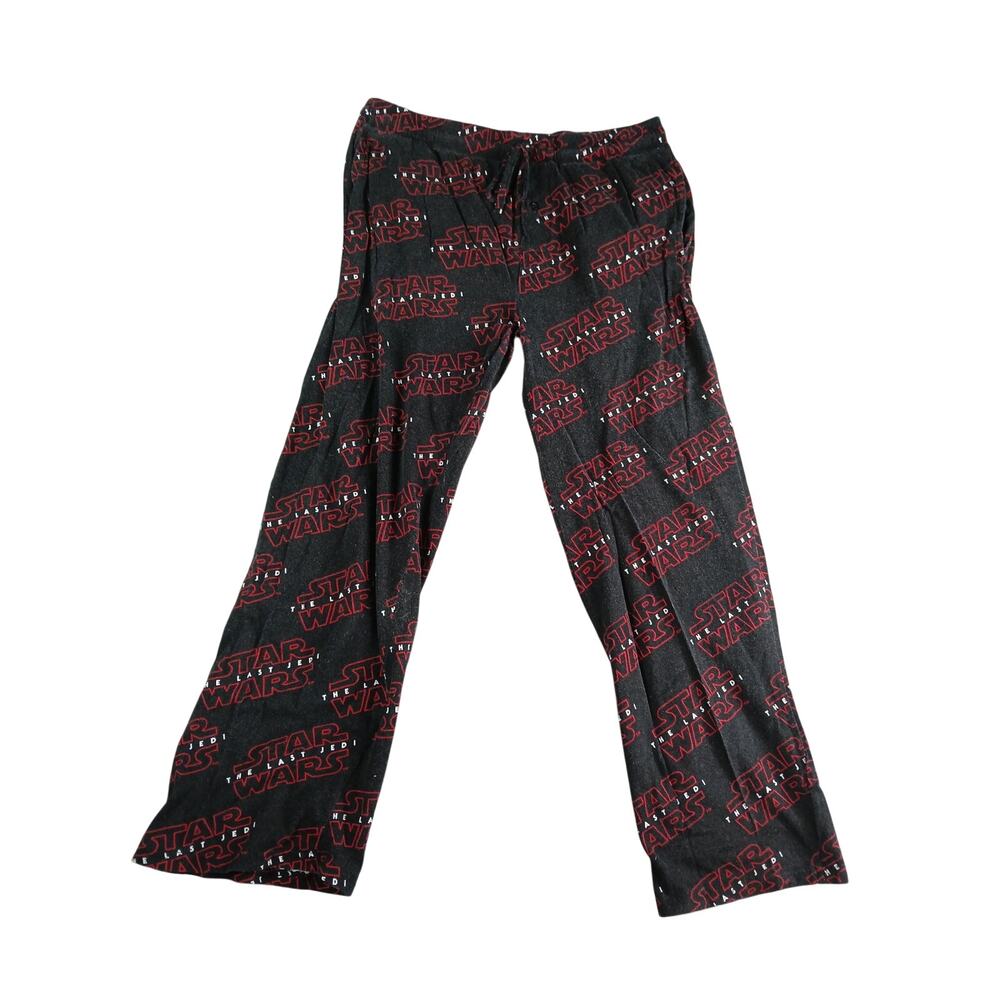 Star Wars Pajama Pants Mens Large Black Pockets Flannel Loungewear Lucas Film
